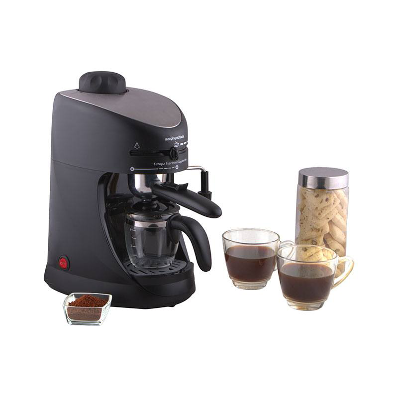 Black Morphy Richards New Morphy Richards Europa Espresso and Cappuccino 4-Cup 800-Watt 