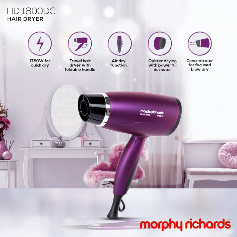 Morphy Richards HD1800DC Hair Dryer (Purple) | Hair Dryer | Personal  Grooming | Morphy Richards Site